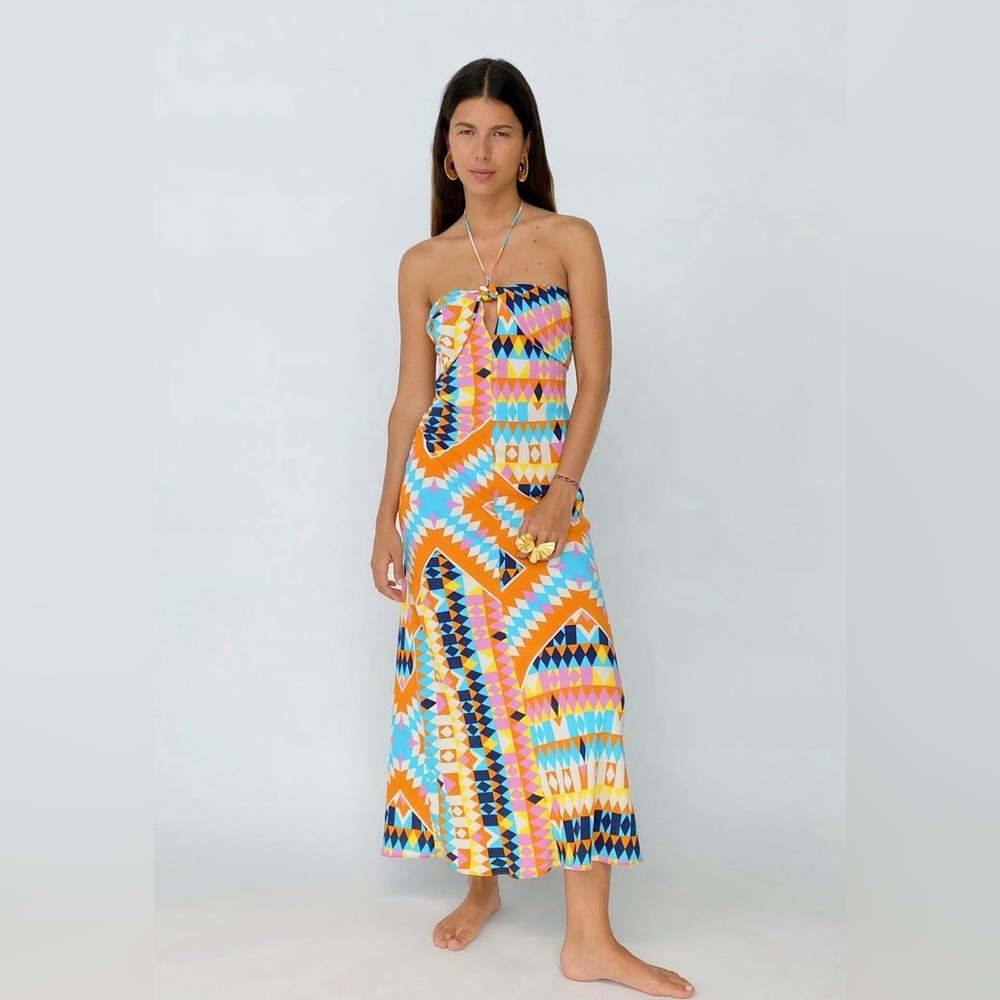 Zara Halter Dress Multicolor Pattern
